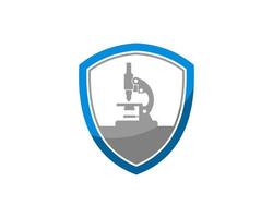 Simple shield with laboratory microscope inside vector