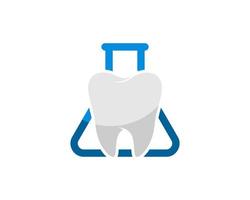 Triangle bottle laboratory with healthy tooth inside vector