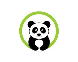 Green circle shape with cute panda inside vector
