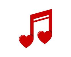 Music note with love shape in red color vector