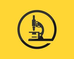 Circle shape with laboratory microscope inside vector