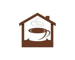 Simple house with hot coffee and cup inside vector