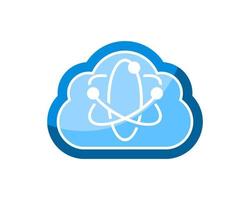 Simple cloud with atom symbol inside vector