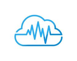 Simple cloud with medical pulse inside vector