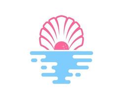Abstract sea with pinky clams on the top vector