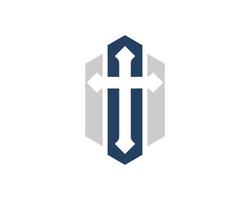 Abstract shape with religion cross inside vector