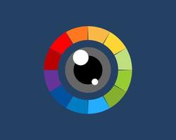 Rainbow circle shape with eye camera inside vector