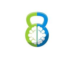 Gym kettle bell with simple brain inside vector