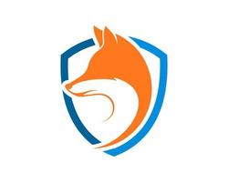 Simple shield with orange fox inside vector