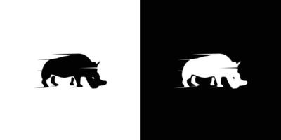 logotipo de ilustración de rinoceronte corriendo simple y fresco vector