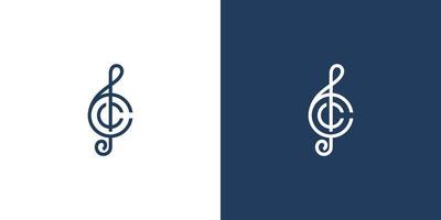 Modern and elegant C initials music logo design 2 vector