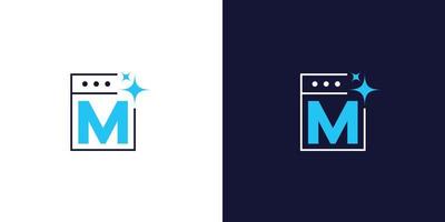Modern and elegant initial M laundry logo design vector