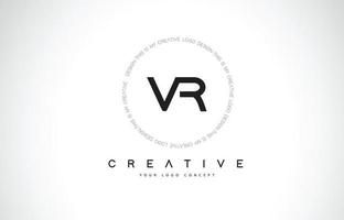 Diseño de logotipo vr vr con vector de letra de texto creativo en blanco y negro.