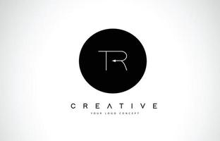 Diseño de logotipo tr tr con vector de letra de texto creativo en blanco y negro.