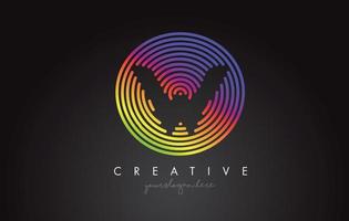 Diseño de logotipo de letra w con formas circulares de arco iris de colores. logotipo de letra vibrante. vector