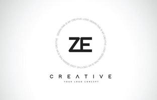 ZE Z E Logo Design with Black and White Creative Text Letter Vector. vector