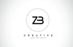 Diseño de logotipo zb zb con vector de letra de texto creativo en blanco y negro.