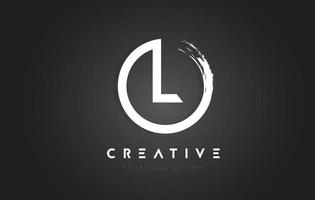 L Circular Letter Logo with Circle Brush Design and Black Background. vector