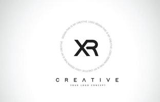 Diseño de logotipo xr xr con vector de letra de texto creativo en blanco y negro.