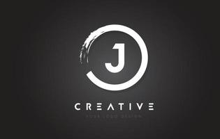 J Circular Letter Logo with Circle Brush Design and Black Background. vector