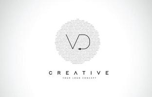 VD V D Logo Design with Black and White Creative Text Letter Vector. vector