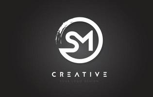 SM Circular Letter Logo with Circle Brush Design and Black Background. vector
