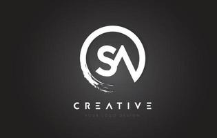 SA Circular Letter Logo with Circle Brush Design and Black Background. vector