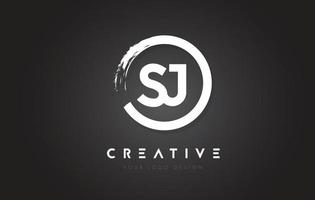 SJ Circular Letter Logo with Circle Brush Design and Black Background. vector