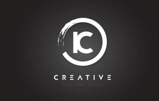 IC Circular Letter Logo with Circle Brush Design and Black Background. vector