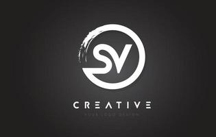 SV Circular Letter Logo with Circle Brush Design and Black Background. vector