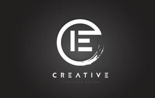IE Circular Letter Logo with Circle Brush Design and Black Background. vector