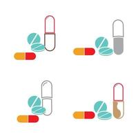 medical pills icon vector logo illustration design template