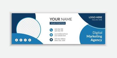 Blue color office email signature template design vector