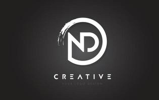 ND Circular Letter Logo with Circle Brush Design and Black Background. vector