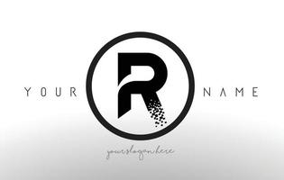 R Logo Letter with Digital Pixel Tech Design Vector. vector