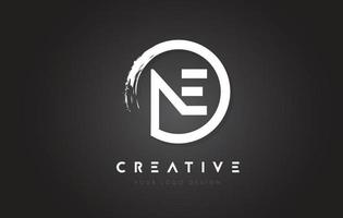 NE Circular Letter Logo with Circle Brush Design and Black Background. vector