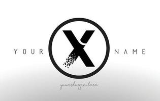 Letra del logotipo x con vector de diseño de tecnología de píxeles digitales.