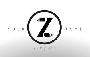 Z Logo Letter with Digital Pixel Tech Design Vector. vector