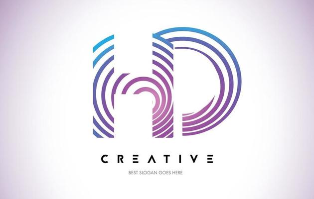 HD Lines Warp Logo Design. Letter Icon Made with Purple Circular Lines.