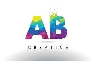 AB A B Colorful Letter Origami Triangles Design Vector. vector