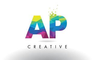 AP A P Colorful Letter Origami Triangles Design Vector. vector