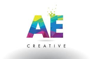 AE A D Colorful Letter Origami Triangles Design Vector. vector