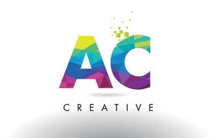 AC A C Colorful Letter Origami Triangles Design Vector. vector