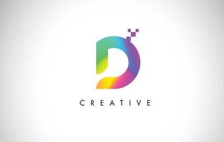 D Colorful Logo Letter Design Vector. Creative Rainbow Gradient Letter Icon vector