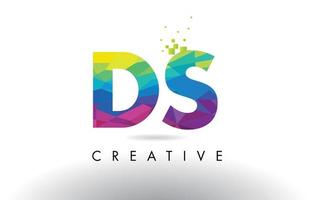 DS D S Colorful Letter Origami Triangles Design Vector. vector