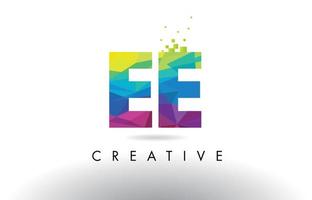 EE E E Colorful Letter Origami Triangles Design Vector. vector