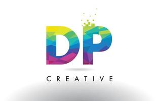 DP D P Colorful Letter Origami Triangles Design Vector. vector