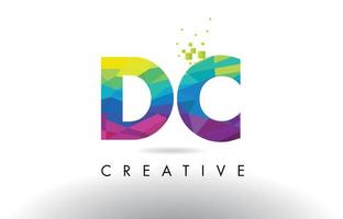 DC D C Colorful Letter Origami Triangles Design Vector. vector