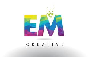 EM E M Colorful Letter Origami Triangles Design Vector. vector