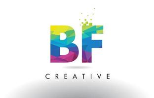 BF B F Colorful Letter Origami Triangles Design Vector. vector